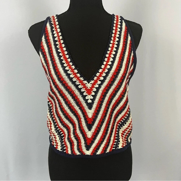 & Other Stories Cotton Crochet Halter Neck Top Stripes Women’s M Boho Americana - Picture 3 of 14